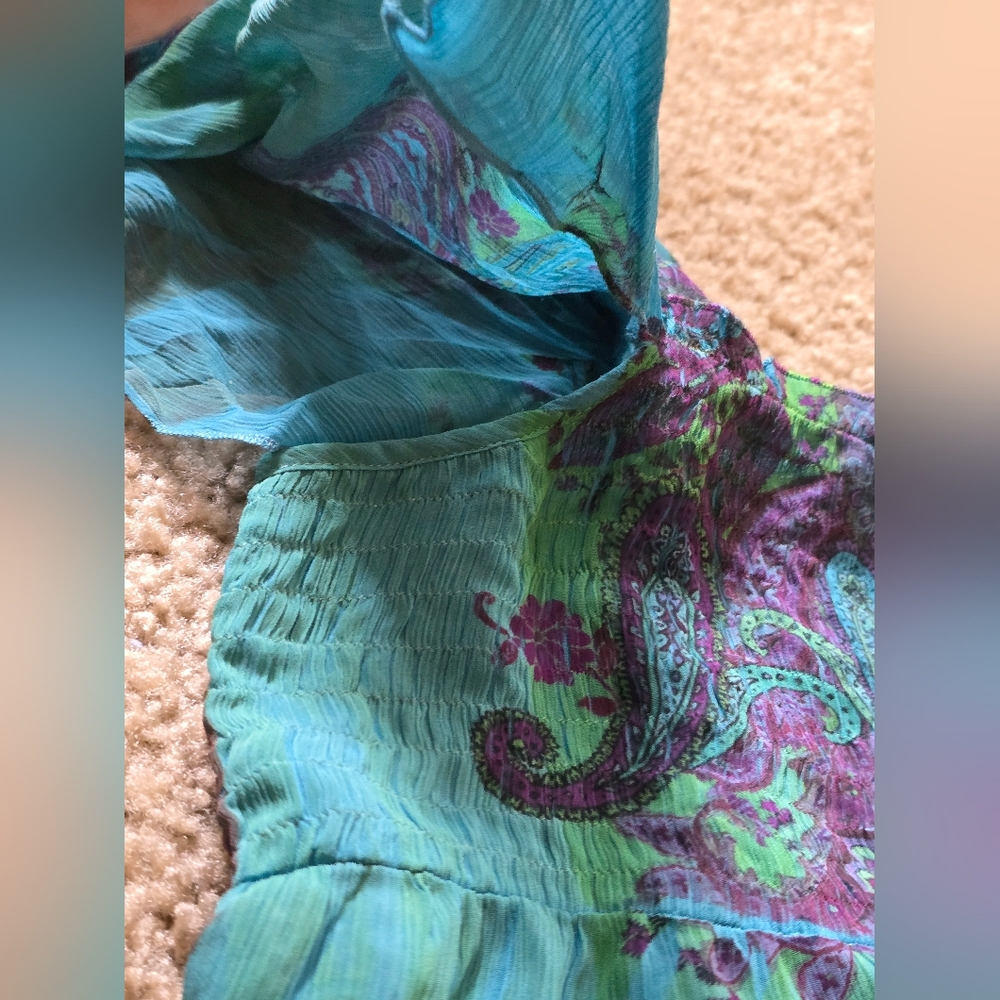 Unity Worldwear Boho Paisley Flutter Sleeve Tunic Dress XL - Picture 7 of 8